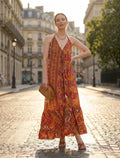 Robe bohème rouge et orange  - vêtement