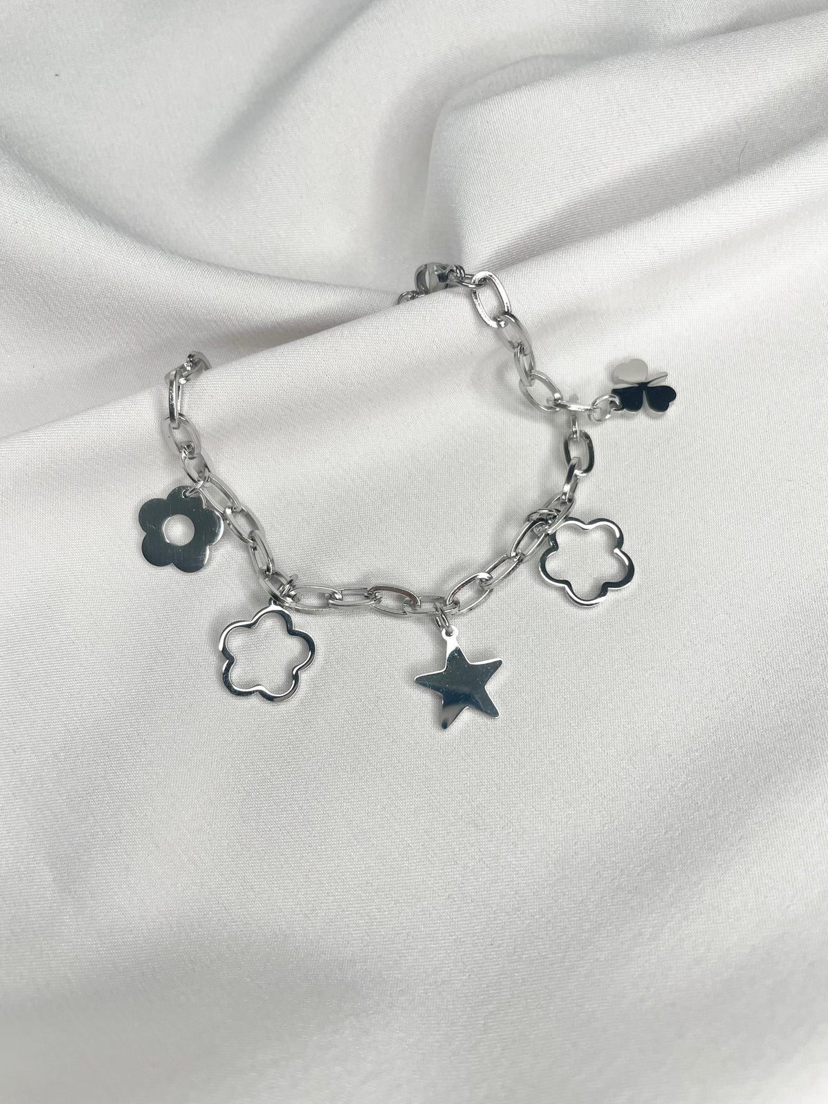 Bracelet trèfle argenté - Acier Inoxydable