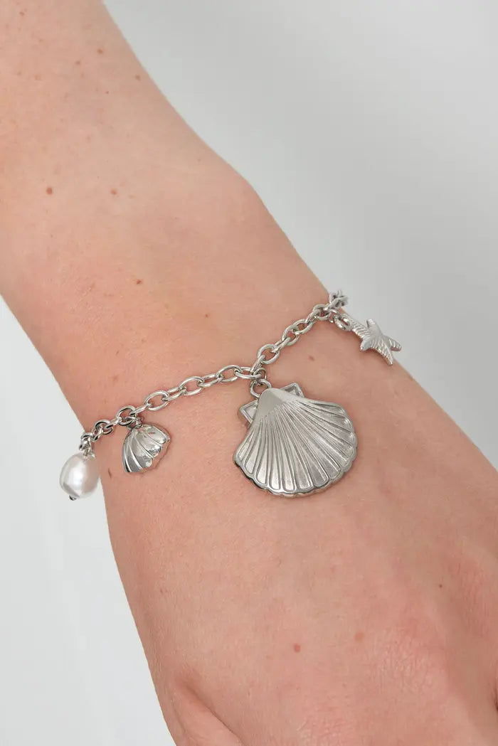 Bracelet coquillage argenté - acier inoxydable