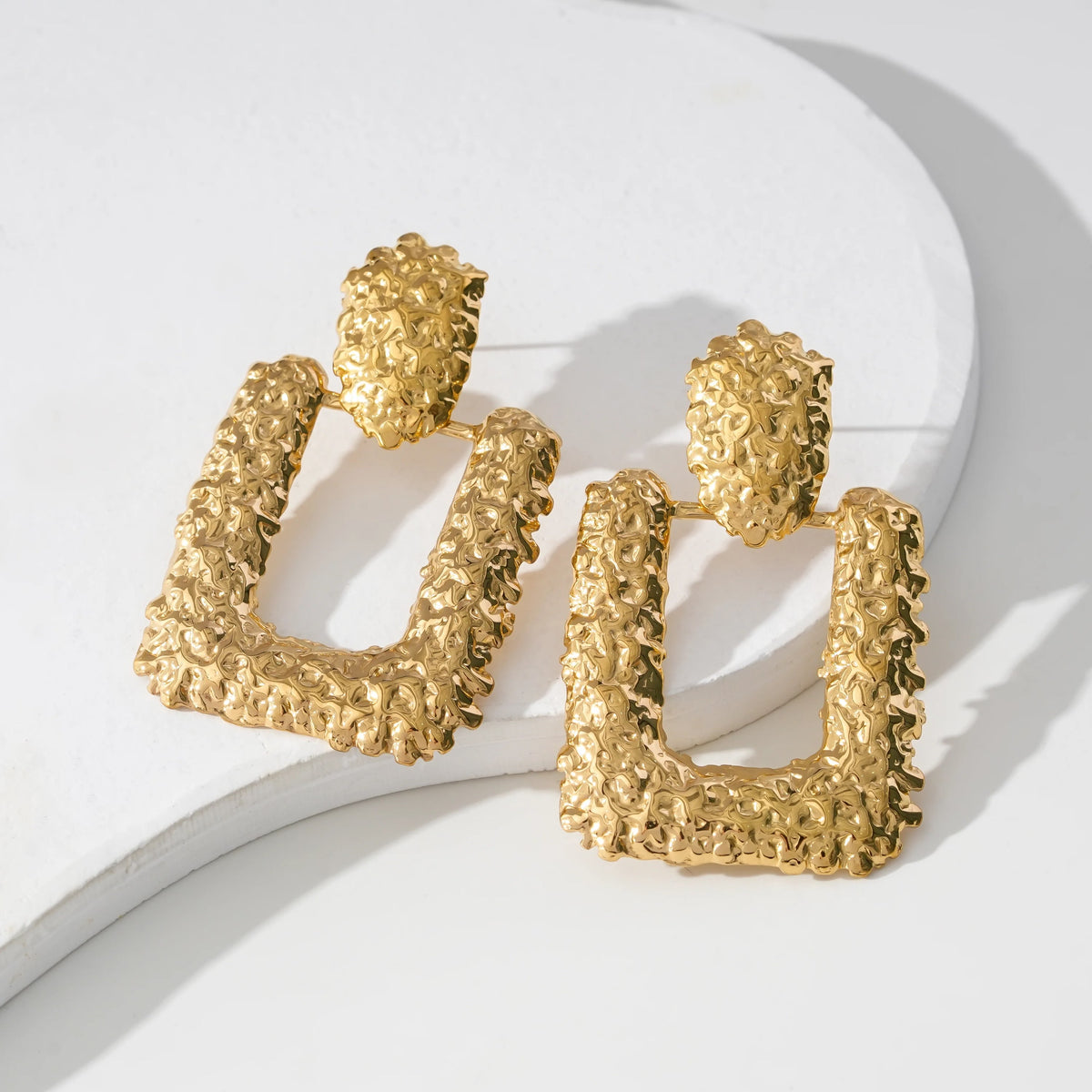 Boucles d’oreilles rectangle doré - Acier Inoxydable