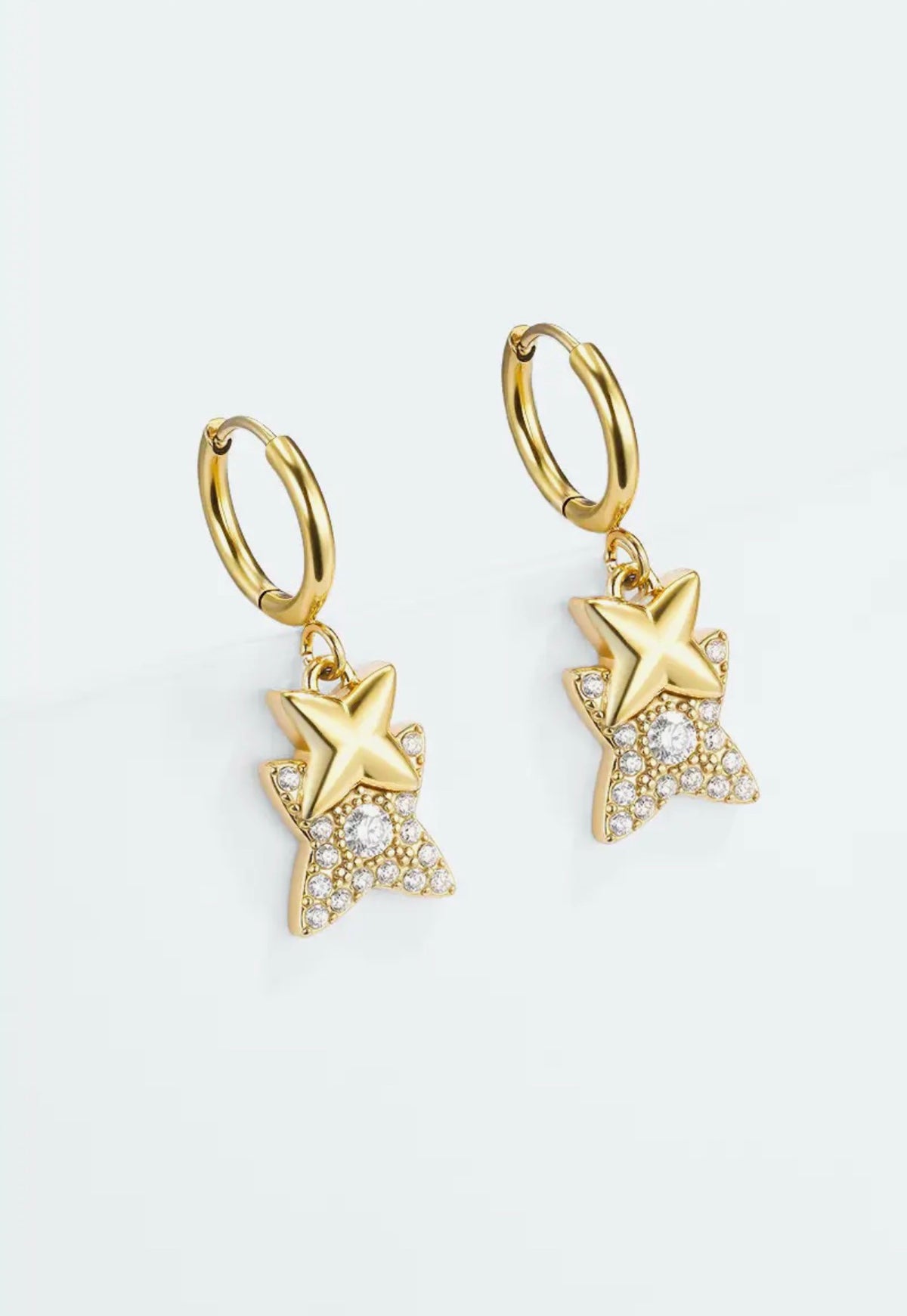 Boucles d’oreille étoile doré   - Acier inoxydable
