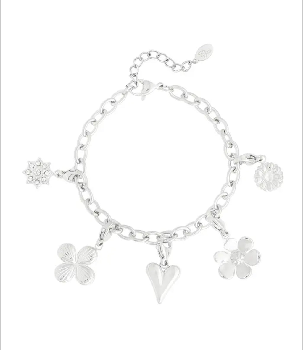 Bracelet fleur argenté - Acier Inoxydable