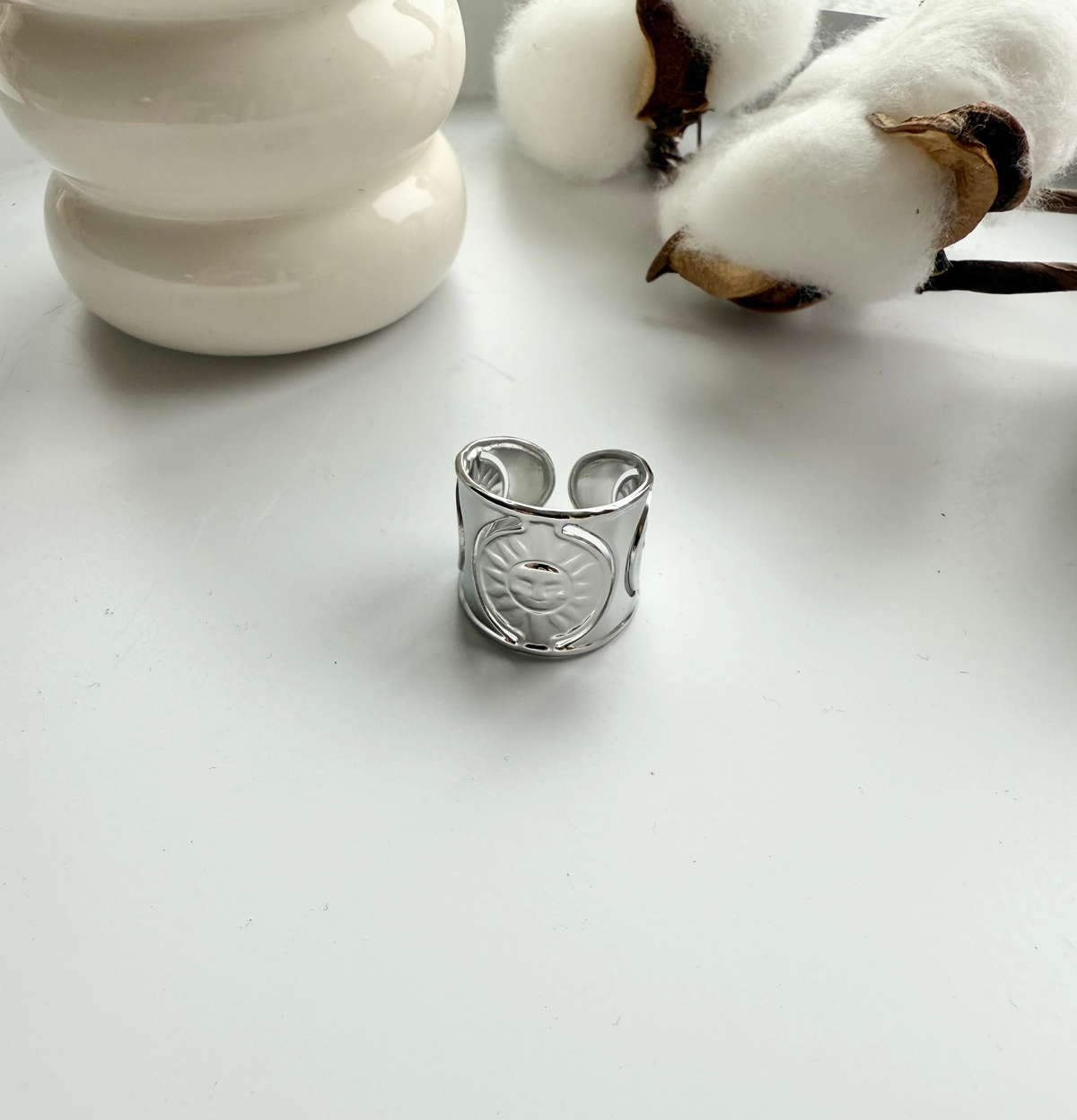 Bague soleil argenté - Acier Inoxydable