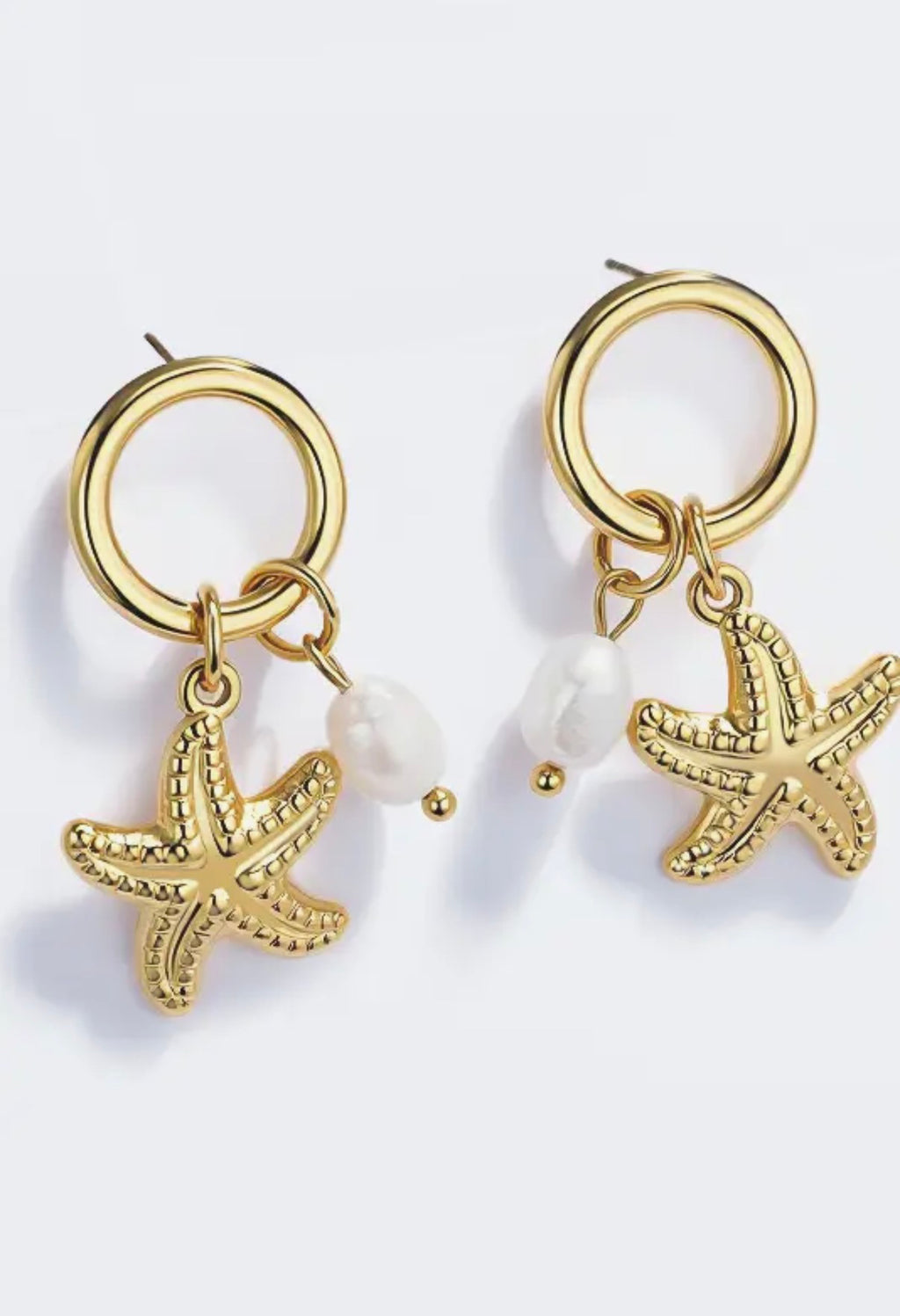 Boucles d’oreille étoile de mer doré    - Acier inoxydable