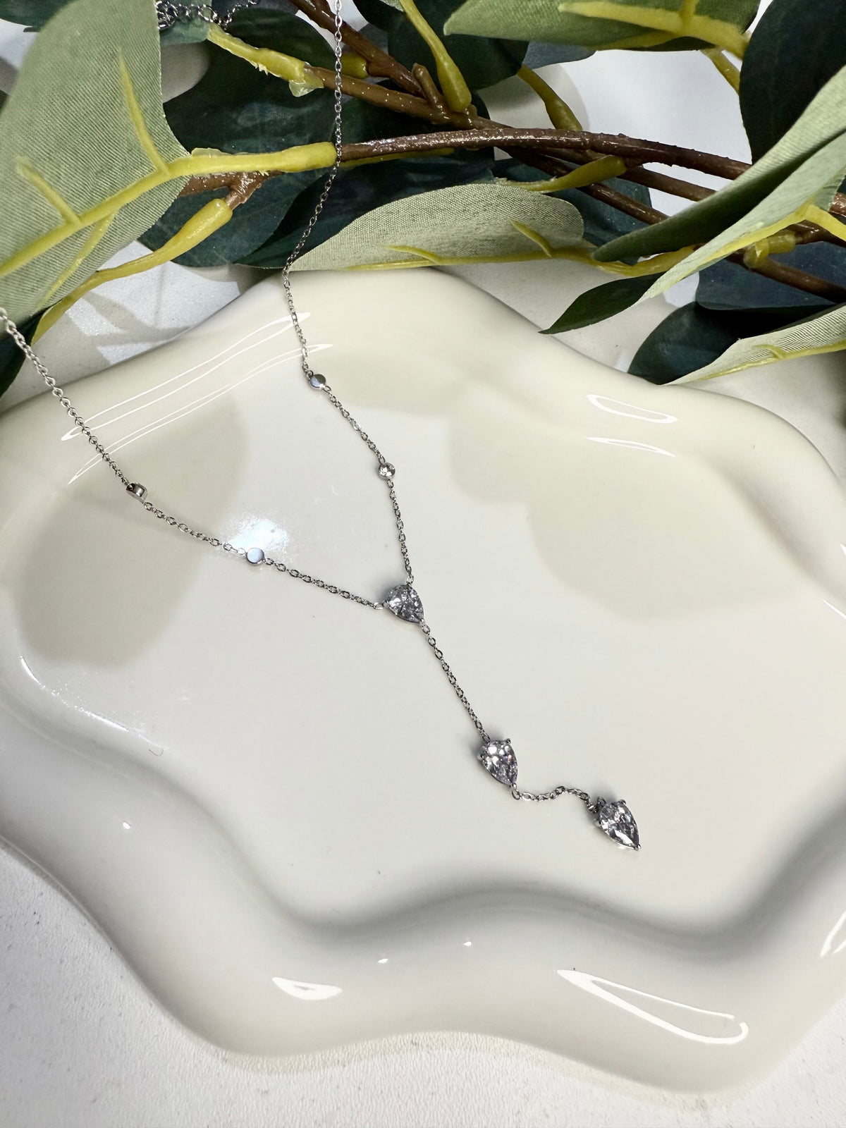 Collier strass argenté - Acier Inoxydable