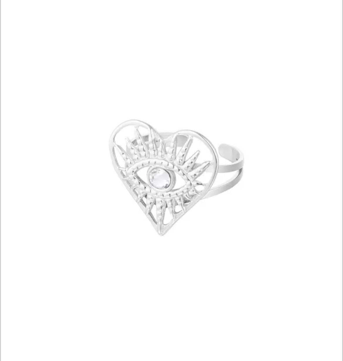 Bague œil argenté - Acier inoxydable