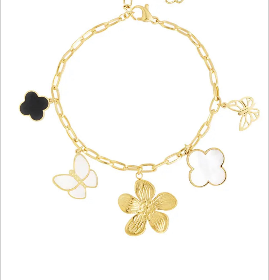 Bracelet trèfle doré - acier inoxydable