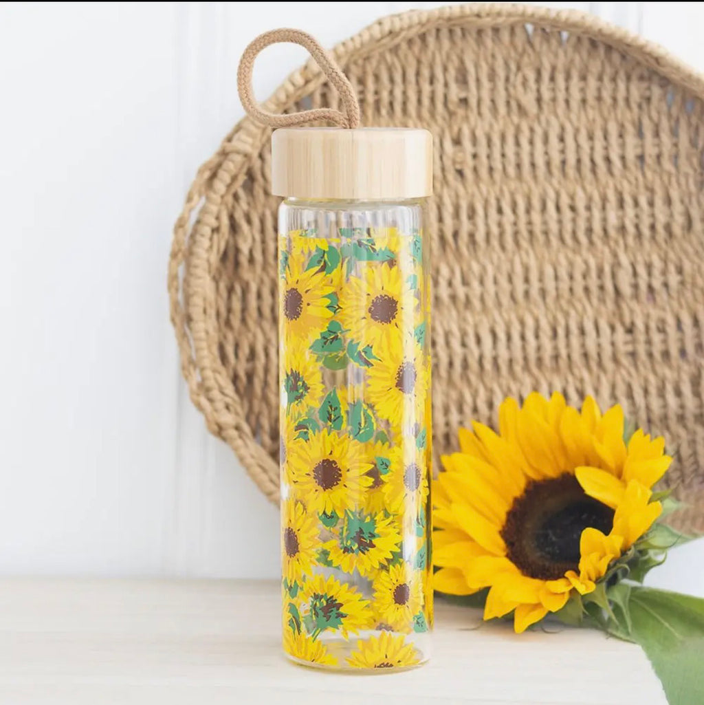 Bouteille d’eau en verre - tournesol