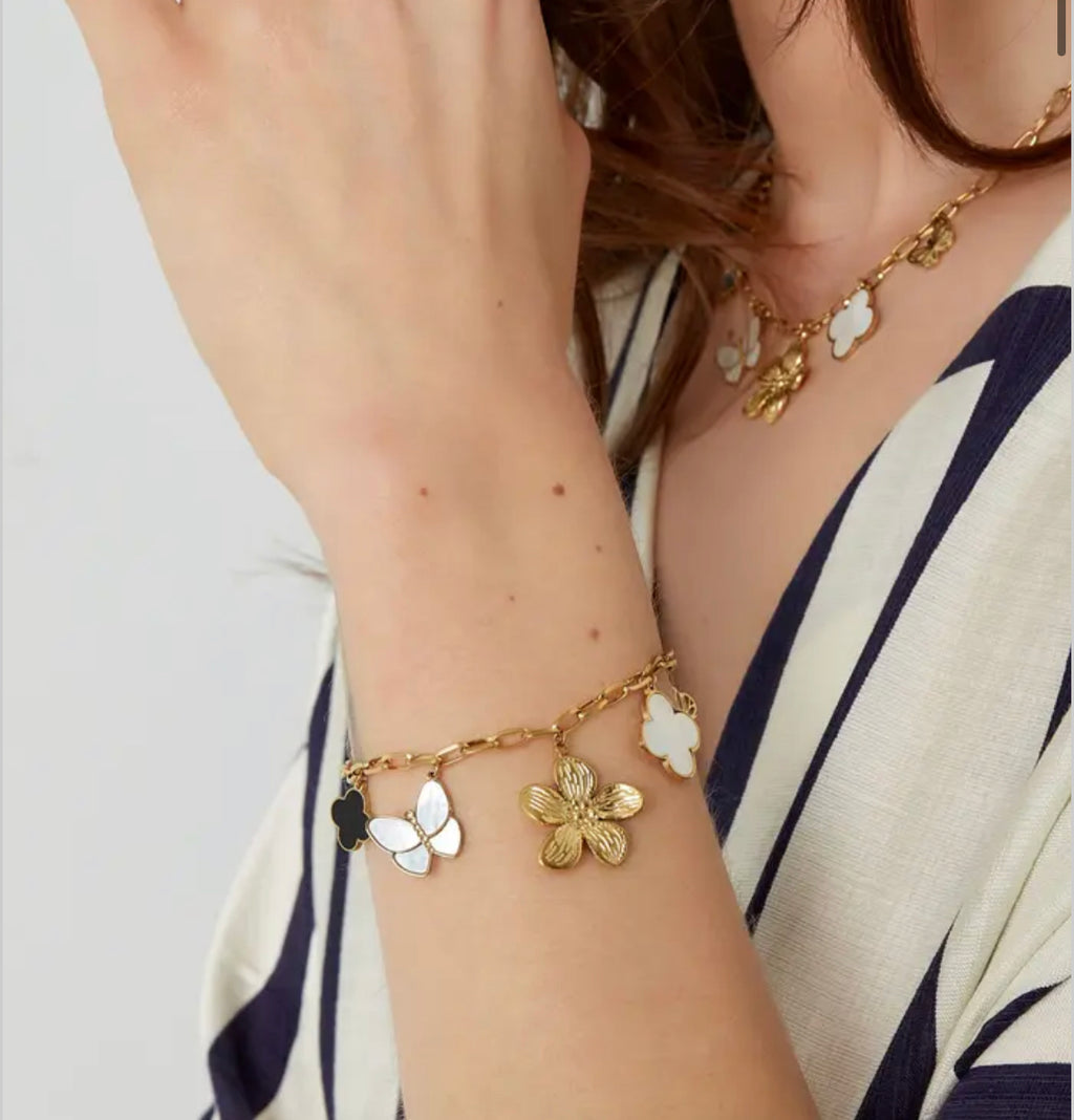 Bracelet trèfle doré - acier inoxydable