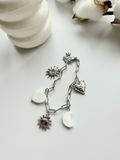 Bracelet lune et soleil argenté - Acier Inoxydable