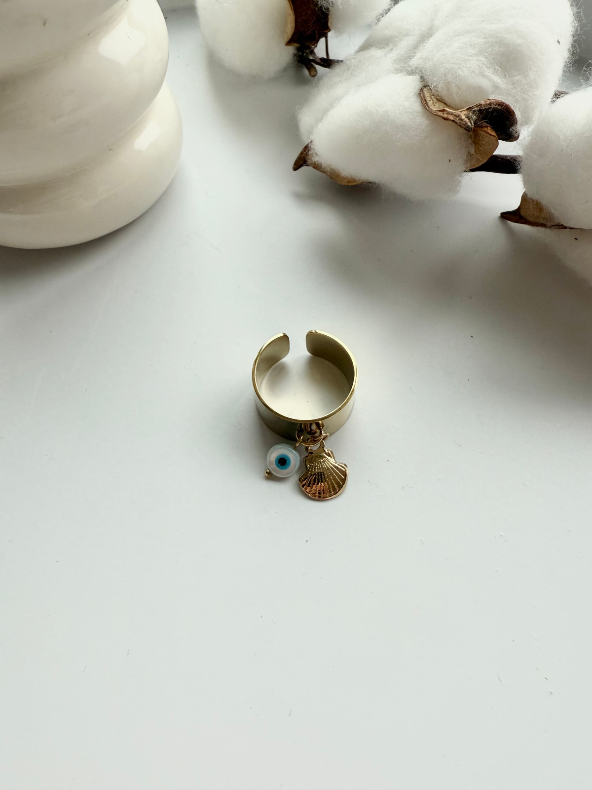 Bague oeil doré - Acier Inoxydable