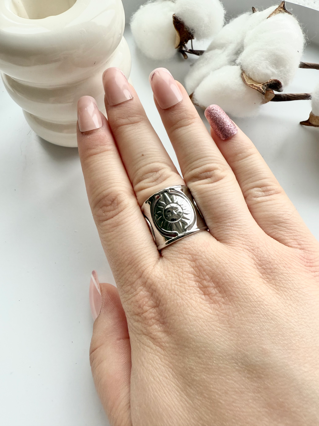 Bague soleil argenté - Acier Inoxydable