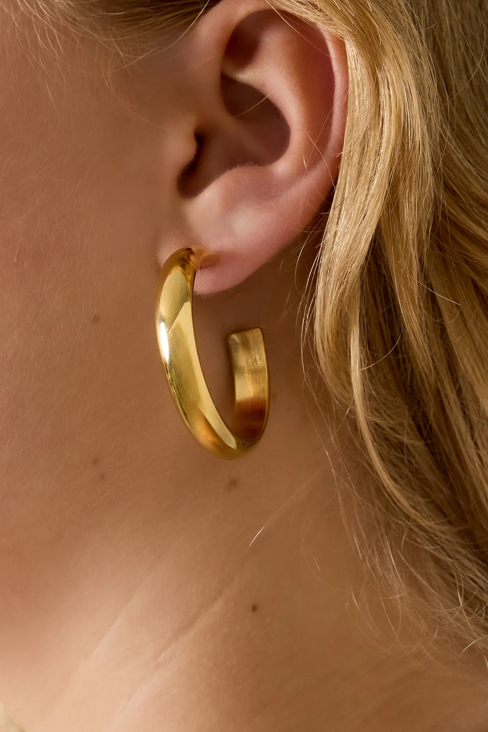 Boucles d’oreilles créole large doré ou argenté - acier inoxydable