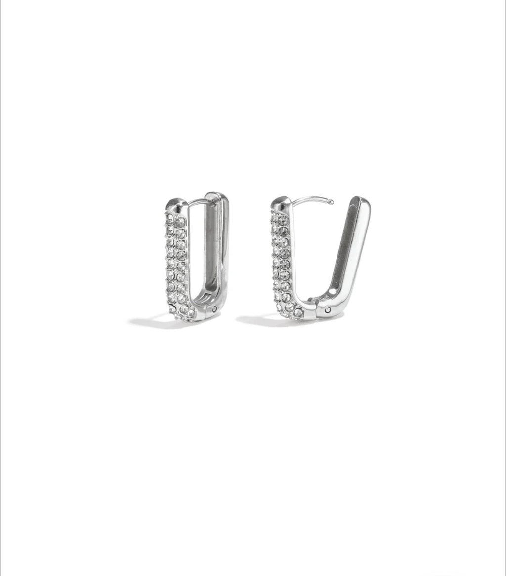 Boucles d’oreilles strass doré ou argenté   - Acier inoxydable