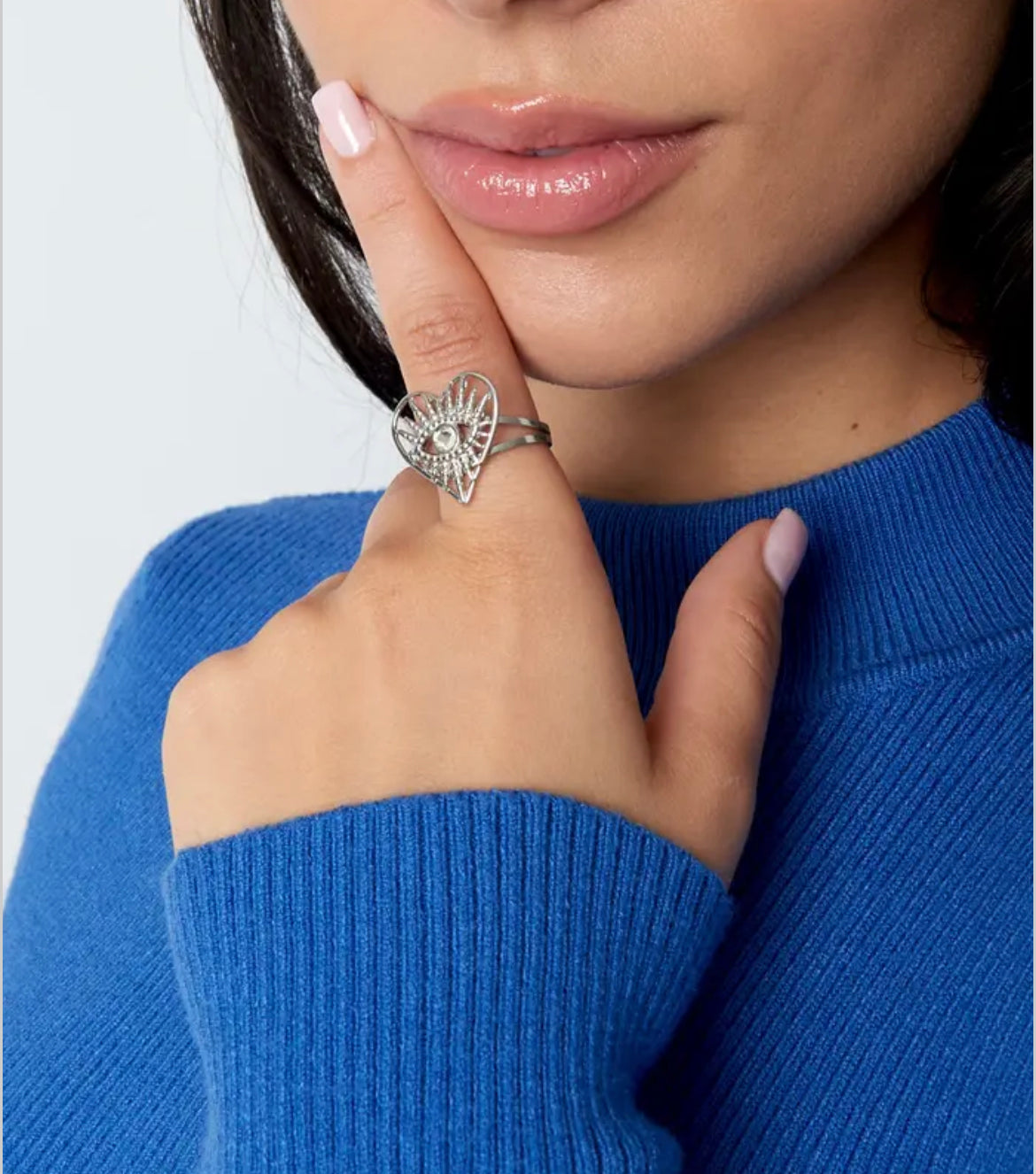 Bague œil argenté - Acier inoxydable