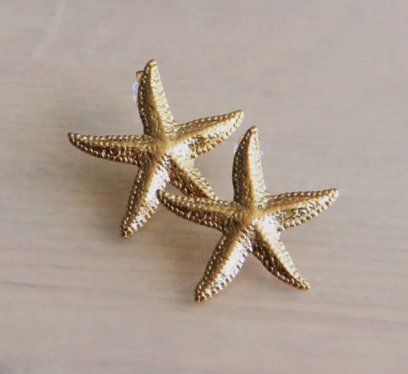 Boucles d’oreilles étoile de mer doré - acier inoxydable