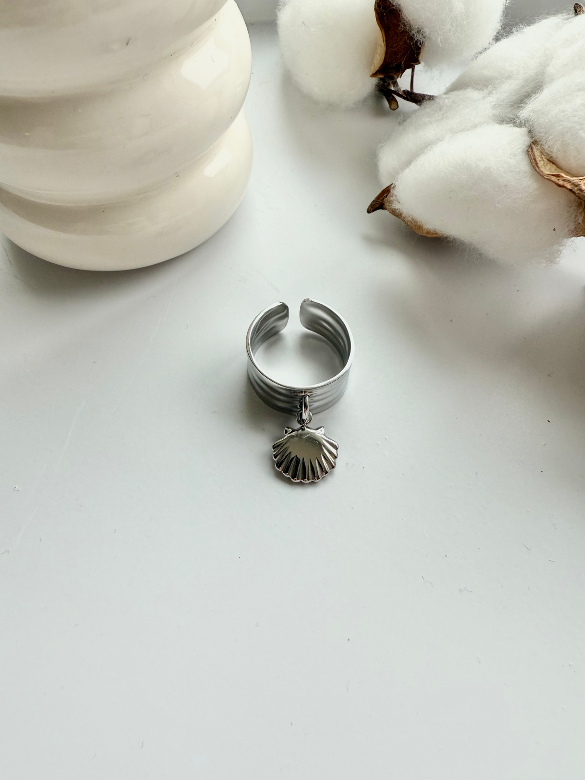Bague coquillage argenté - Acier Inoxydable